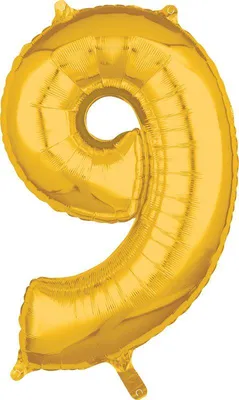 Obrázok produktu pre Fóliový balón číslo 9 zlatý - 88 cm
