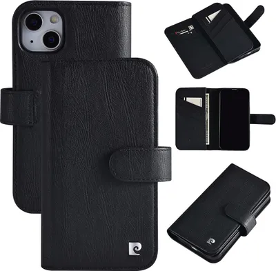 Obrázok produktu pre Puzdro typu Book od Pierre Cardin pre iPhone 13 a 14 – priehradka na 6 kariet – magnetické zapínanie – čierne