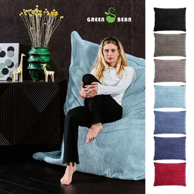 Produktbild von Green Bean® XXL Riesensitzsack "Square" aus Cordstoff 370 Liter mit EPS Perlen Füllung - kuschelig, weich, robust & waschbar - Babyblau