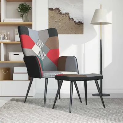 Produktbild von vidaXL Relaxsessel mit Hocker Patchwork Stoff