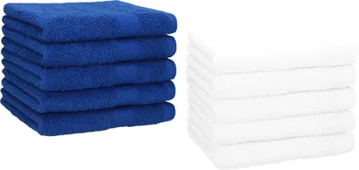 Produktbild von Betz 10 Stück Gästetücher 30x50 cm PREMIUM 100% Baumwolle Set Farbe: royalblau und weiß