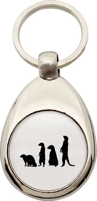 Produktbild von Huuraa Schlüsselanhänger Erdmännchen Silhouette Metall Schlüsselring Einkaufswagenchip Geschenkidee