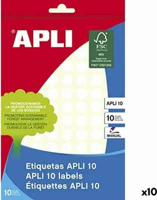 Produktbild von Apli Aufkleber Weiß 10 Blatt Ø 1 cm (10 Stück)