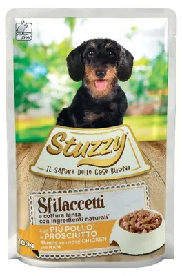 Zdjęcie produktu dla Mokra karma dla psa STUZZY SHREDS z Kurczakiem i szynką 100g