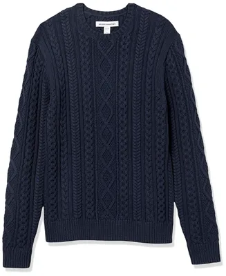 Produktbild von A. Essentials Herren Lange Ärmel Wollpullover, Marineblau, S