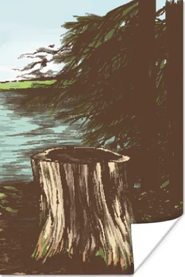 Produktbild von MuchoWow® Poster Baum - Meer - Illustration 120x180 cm - Kunstposter