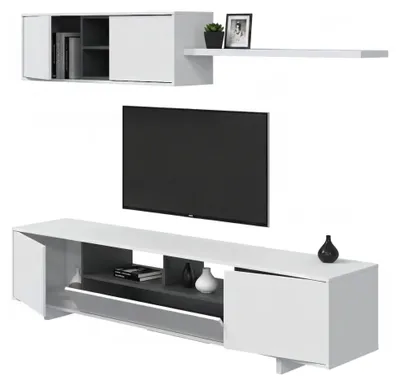 Produktbild von 3-türiges TV-Möbel mit 1 Nische und Wandregal