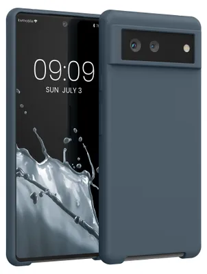Produktbild von kwmobile Handyhülle für Google Pixel 6 Hülle - Case Silikon - Kabelloses Laden - Schutzhülle Cover in Dunkler Schiefer