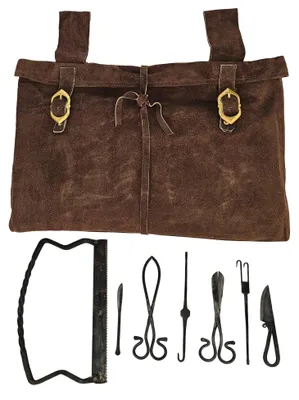 Produktbild von Handgeschmiedetes Wundarzt Set / Feldscher Besteck inkl. Tasche