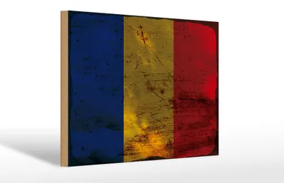 Produktbild von Holzschild Flagge Rumänien 30x20cm Flag of Romania Rost