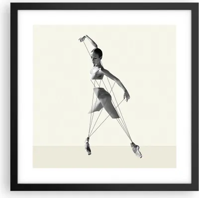 Produktbild von Gerahmtes Poster - Schwarzer Rahmen - Surreal Ballerina Marionette - 40x40 cm - Wand Bild - Wanddeko - Wandbilder - Kunstposter - Wandposter - Bilderrahmen - Bilder - Kunstdruck - P2BAC40x40-4812