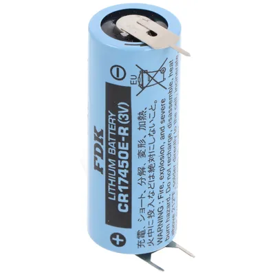 Zdjęcie produktu dla Bateria litowa Sanyo CR17450E-R, rozmiar A, 3 V, 3-pak z nadrukowanymi zakładkami lutowniczymi, ++-