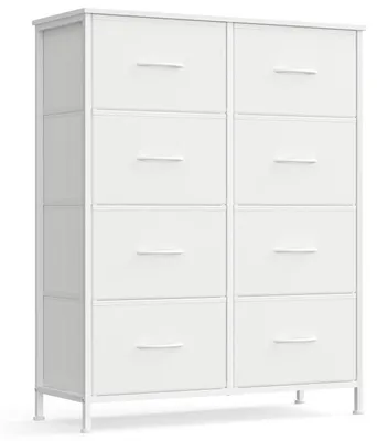 Zdjęcie produktu dla Biała komoda ze stalową ramą, 8 szuflad, wymiary: 30 x 76,7 x 95,2 cm