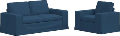 Produktbild von vidaXL Sofa Set 2 stk. Blau Stoff