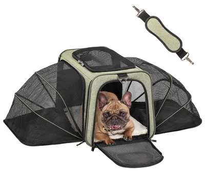 Faltbare Transporttas für Katzen & Hunde, erweiterbar, mit Schultergurt