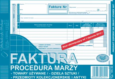 Immagine prodotto di Dokument Faktura VAT z procedurą marży A5 samokopiująca 80 kartek