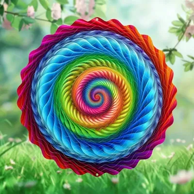 Produktbild von GKA Edelstahl Windspiel Ø 25 cm GK6 Regenbogen Gartendeko Windmobile Windspinner Mandala Wind Spinner Garten Terrasse wunderschönes Lichtspiel