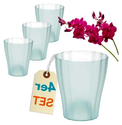 Produktbild von 4er Set Orchideentopf Transparent Orchideen Übertopf Pflanztöpfe Übertöpfe für Orchideen aus Kunststoff Innen Durchsichtig Elegant 16 cm Glas