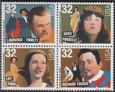 Produktbild von Briefmarken USA 1997 Mi 2879-2882 Viererblock (kompl.Ausg.) postfrisch Musikgeschichte - Opernsänger