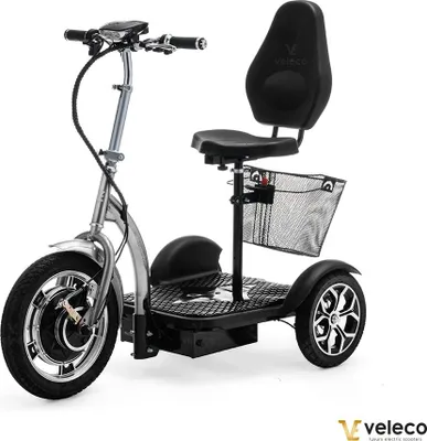 Immagine prodotto di Veleco ZT16 - Scooter elettrico - 750W - 12km/h - Cestino rimovibile - Piantone dello sterzo pieghevole - Scooter per la mobilità (Argento)