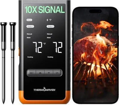 Image de Thermomètre à viande sans fil Bluetooth avec 6 capteurs et précision NIST pour le barbecue et la cuisine