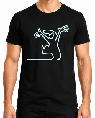 Produktbild von La Linea Strichmännchen Balum Retro Cartoon Osvaldo Cavandoli Herren T-Shirt, Schwarz, 3XL