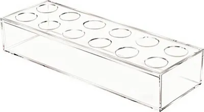 Produktbild von Rechteckige, transparente Acryl-Blumenvase (30 cm) mit 12 Löchern, ideal als Tischdekoration für Hochzeiten und als Wohnaccessoire.