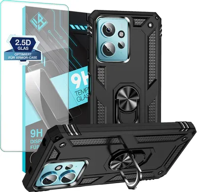 Produktbild von Armor Outdoor Handyhülle für Xiaomi Redmi Note 12 Handy Panzer Case Schutzhülle mit 9H Displayglas Displayschutz Farbe: Schwarz