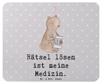 Produktbild von Mr. & Mrs. Panda Mauspad Bär Rätsel lösen - Grau Pastell - Geschenk, Mousepad, computer, laptop, Mouse Pad, Kreuzworträtsel, Sport, Knobeln, Gedächtnistraining