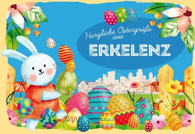 Produktbild von vianmo Holzschild 20x30 cm Ostergrüße ERKELENZ Ostern