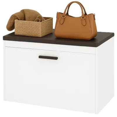 Produktbild von Schuhschrank weiß mit Sitz und Ablage offen modern