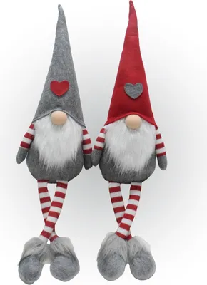 Produktbild von Wichtel 2er Set, Weihnachtswichtel als Kantenhocker, Gnome mit Herzchen-Mütze
