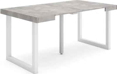 Produktbild von Ausziehbarertisch, 160x90x73cm, Für 8 Gäste, Massivholz Beine, Zementgrau