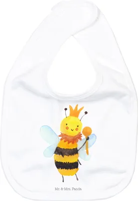 Produktbild von Mr. & Mrs. Panda Sabberlätzchen Biene König - Weiß - Geschenk, Stofflätzchen, Schlabberlatz, Sabber Lätzchen, Spucklätzchen, Für Babys, Wespe