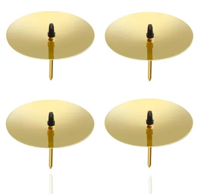 4x Kerzenhalter mit Dorn 5 cm für Adventskranz, gold