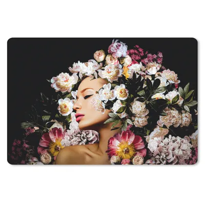 Produktbild von MuchoWow® Schreibtischunterlage Frauen - Blumen - Rosen - Porträt 60x40 cm - XXL Mauspad - Großes Mauspad