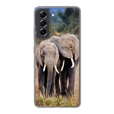 Produktbild von MuchoWow® Handyhülle Schutzhülle Hülle für Samsung Galaxy S21 FE Elefant - Tiere - Bäume - Natur Silikon Softcase Handy Hülle - Mobiltelefonhülle