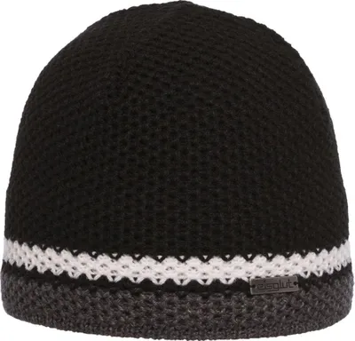 Eisglut XL Strickmütze Frosto Kontraststreifen in schwarz