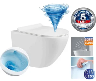 Produktbild von Domotechnika | Wc-schüssel - 48x37x37 Cm - Tornado-spülung - Wc-sitz Soft Close - Sanitärkeramik