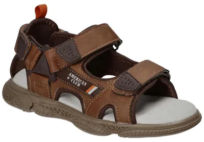 Produktbild von American Club XD187, Kinder Sandalen Klettverschluss Leder-Einlegesohle bequem, Braun 34