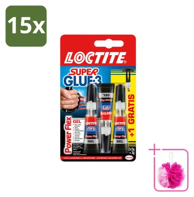 Produktbild von 15 x Loctite Power Flex Sekundenkleber - 3 x 3 g - Sparpackung - 15 Stücke