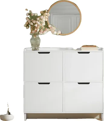 Immagine prodotto di Scarpiera, design salvaspazio, 4 ripiani ribaltabili, BIANCO
