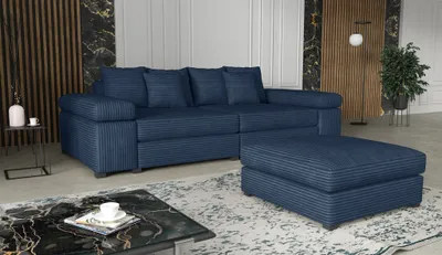 Produktbild von Big Sofa Megasofa Riesensofa AREZZO inkl. Hocker Stoff Tilia Dunkelblau