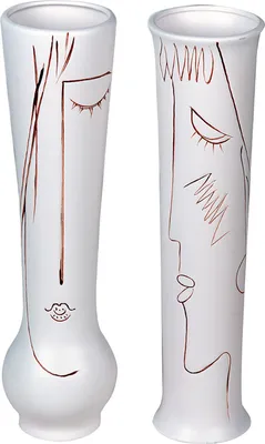 Image de GILDE Gesichtsvase, "Art", Gesichtsmotiv, Keramik, creme, weiß, , 2 Stück wie abgebildet, H. 38 cm, D. 10 cm 56089