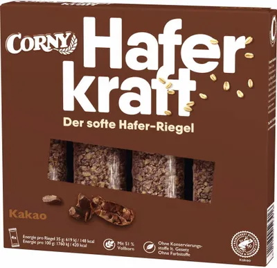 Zdjęcie produktu dla CORNY 3007065 CORNY Haferkraft Kakao Müsliriegel 4 Riegel