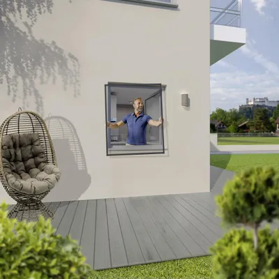 Produktbild von TrendLine Fliegenschutz-Fenster 120 x 150 cm schwarz/anthrazit kürzbar