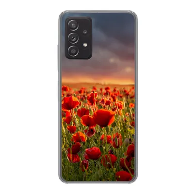 Produktbild von MuchoWow® Handyhülle Schutzhülle Hülle für Samsung galaxy a73 Sonnenuntergang über einem Feld von Mohnblumen Silikon Softcase Handy Hülle - Handyhülle