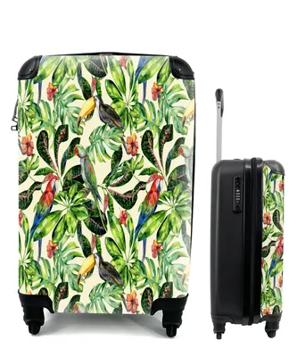 Produktbild von MuchoWow® Koffer Handgepäck Trolley Rollkoffer Kleine Reisekoffer mit 4 Rollen - Blumen - Vogel - Blätter - Cabin Size < 55x40x23 cm & 55x40x20 cm - Fotokoffer - Kabinenkoffer - Boardgepäck - Reise-Box - Reisekoffer - Reisegepäck - Koffer mit Bild - Trolley für Kinder