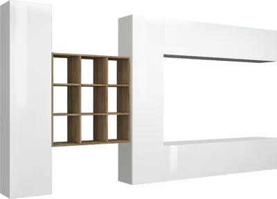 Produktbild von Dmora Wohnwand Gualtiero 350x30x180 cm Weiß 20 Regale