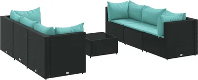 Immagine prodotto di vidaXL set salotto da giardino 7 pezzi con cuscini in polirattan nero